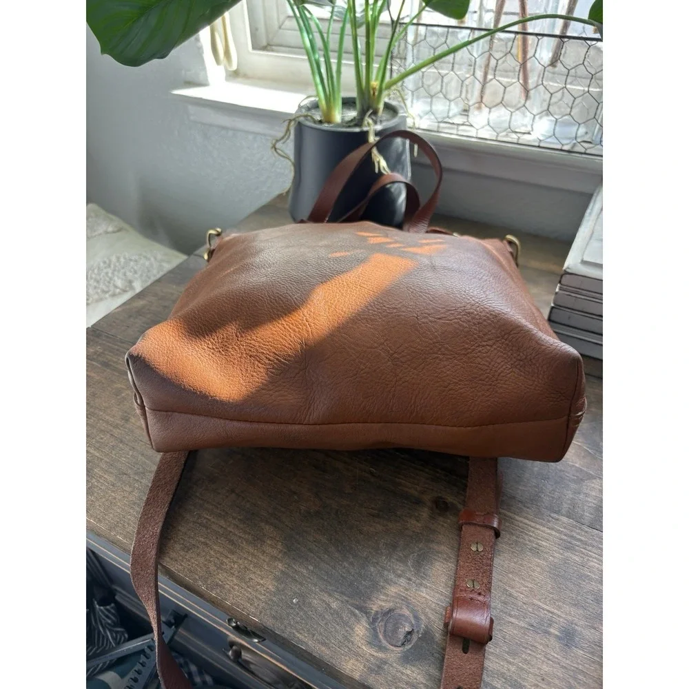 Madewell the Zip Top Transport Tote Bag Small Crossbody in Brown English Leather